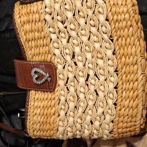 Brighton Raffia Straw woven Shoulder Bag EUC